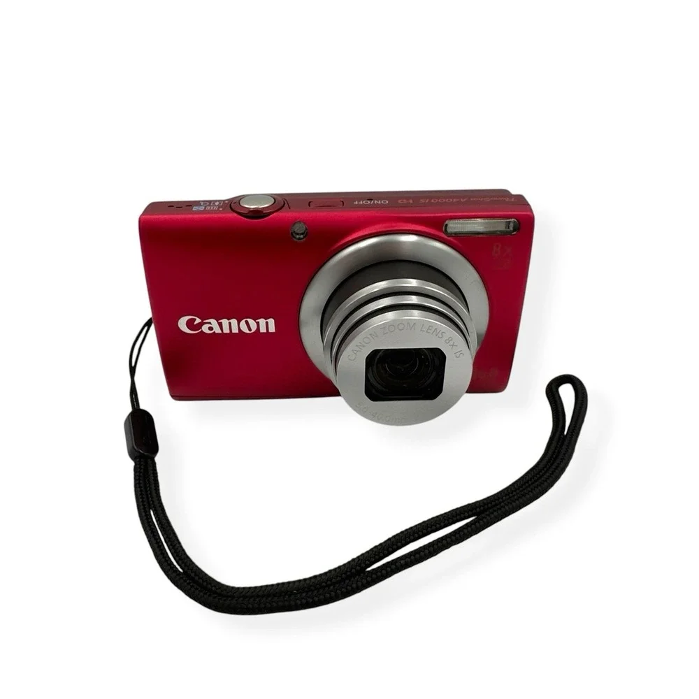 Canon PowerShot A4000 IS RED 16 MP Digital Camera 8x Zoom Charger Battery WORKS